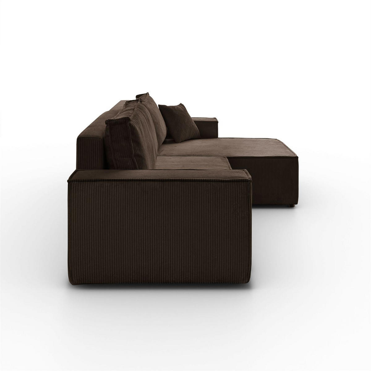ECKSOFA Gepolstertes CARLO XL Cord mit Schlaffunktion und Bettkasten, Poso 06 - Braun, Textil (277/143cm) - Lookway