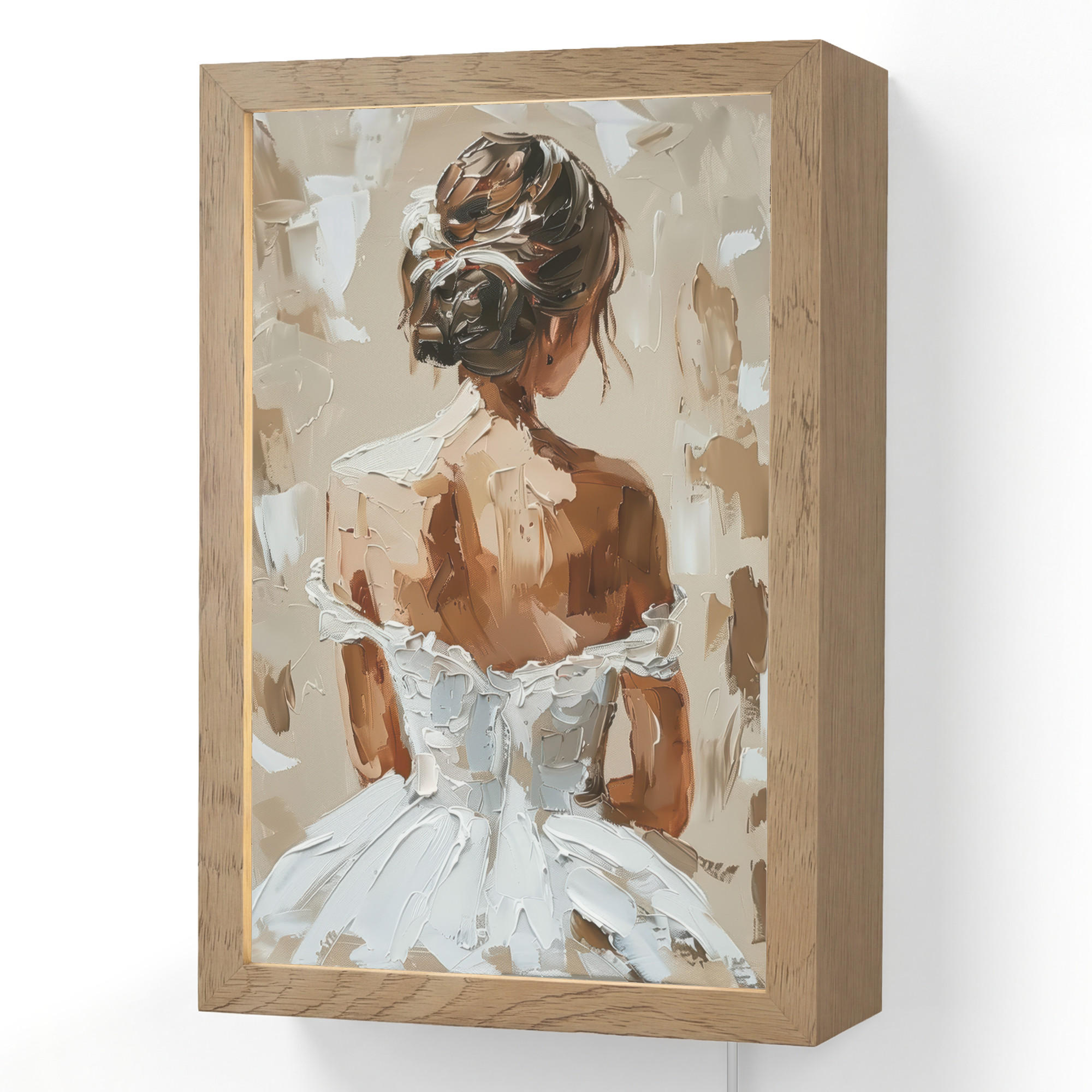 OnlyWow NÁSTĚNNÁ LAMPA Žena - malba - abstraktní - béžová - moderní 20x30 cm