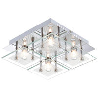 LED DECKENLEUCHTE Gilma Chrom Silber - Silberfarben, Glas (21/21/7cm) - Globo Lighting