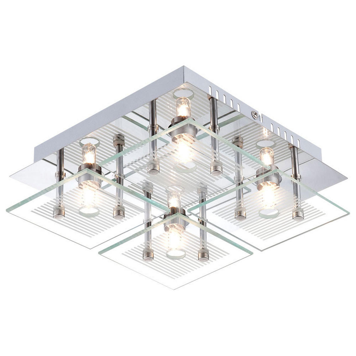 DECKENLEUCHTE GILMA Chrom Silber - Silberfarben, Glas (21/21/7cm) - Globo Lighting