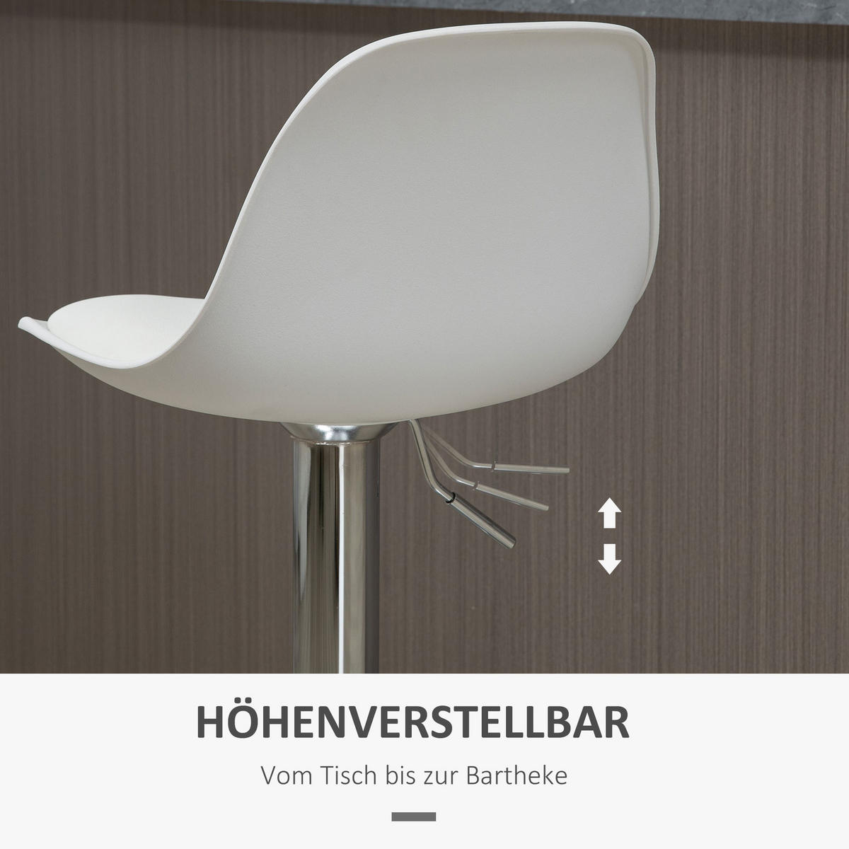 BARHOCKER 2er-Set Weiß, höhenverstellbar aus Kunstleder - Weiß, Kunststoff (42/104/38cm) - MIVRAY