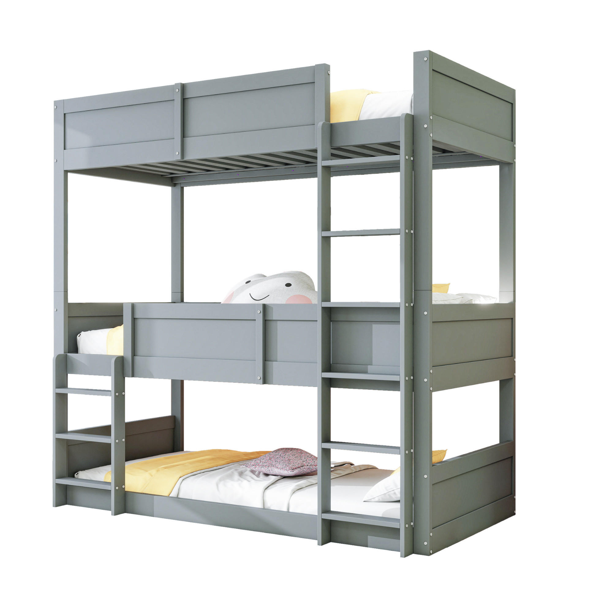 Okmyhome Hochbett Grau 90x200 cm