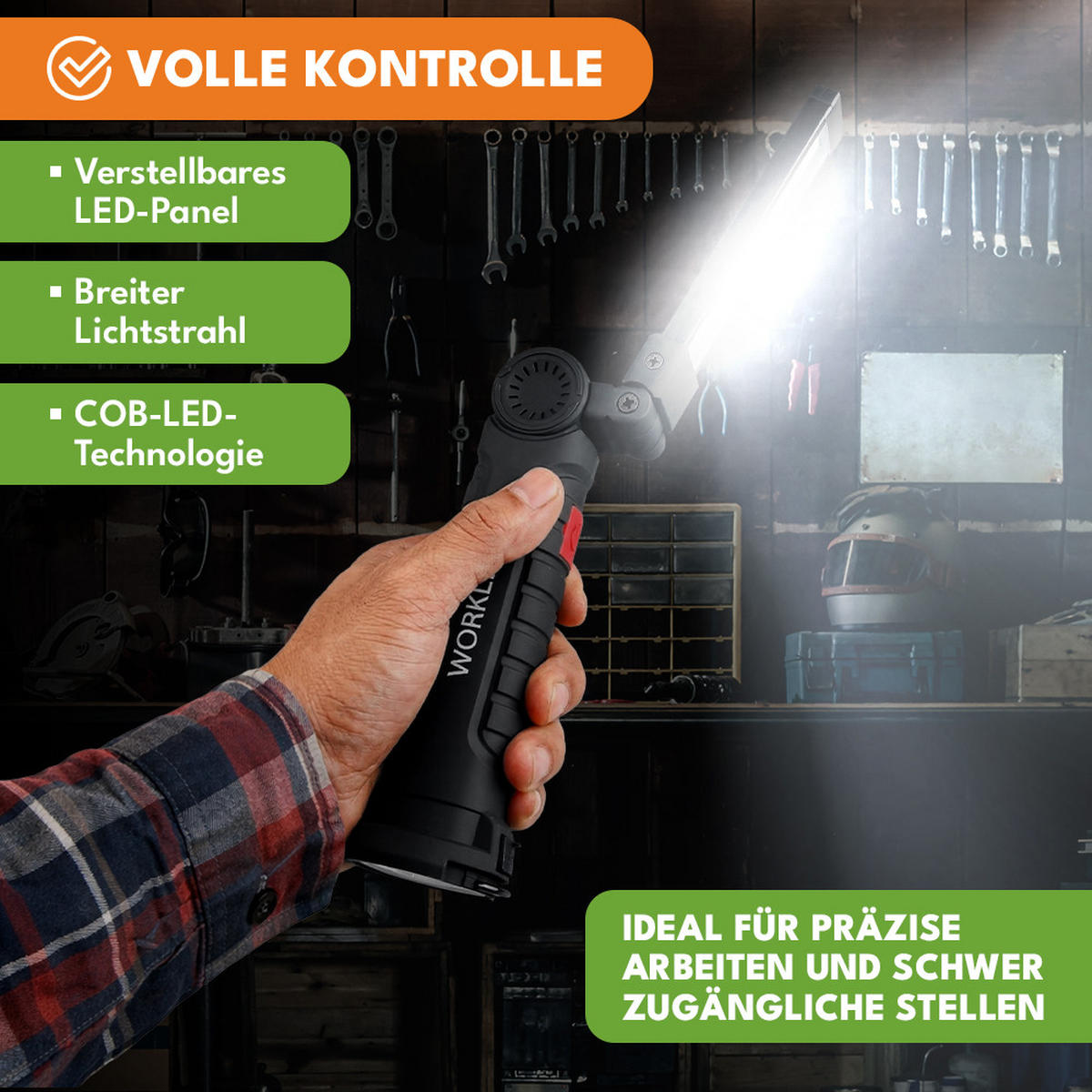 ARBEITSLAMPE, LED Werkstattlampe mit Magnetbasis und Akku - Schwarz, Kunststoff (2/19/19cm) - KRUMAD