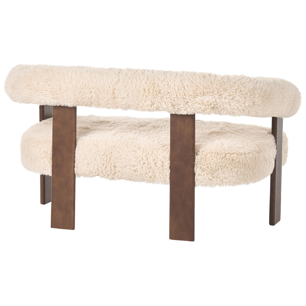 2-SEDEŽNI KAVČ tkano krzno kremasto bela/temno rjava Ilbro - krem, tekstil (138/76/68cm) - Beliani