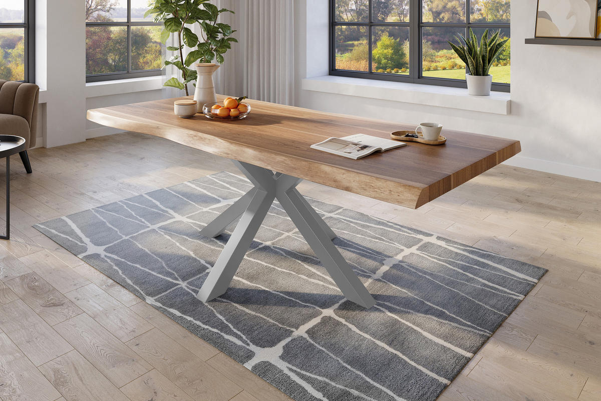 ESSTISCH TITAN - Beige/Silberfarben, Holz (110/240/79cm) - SAM