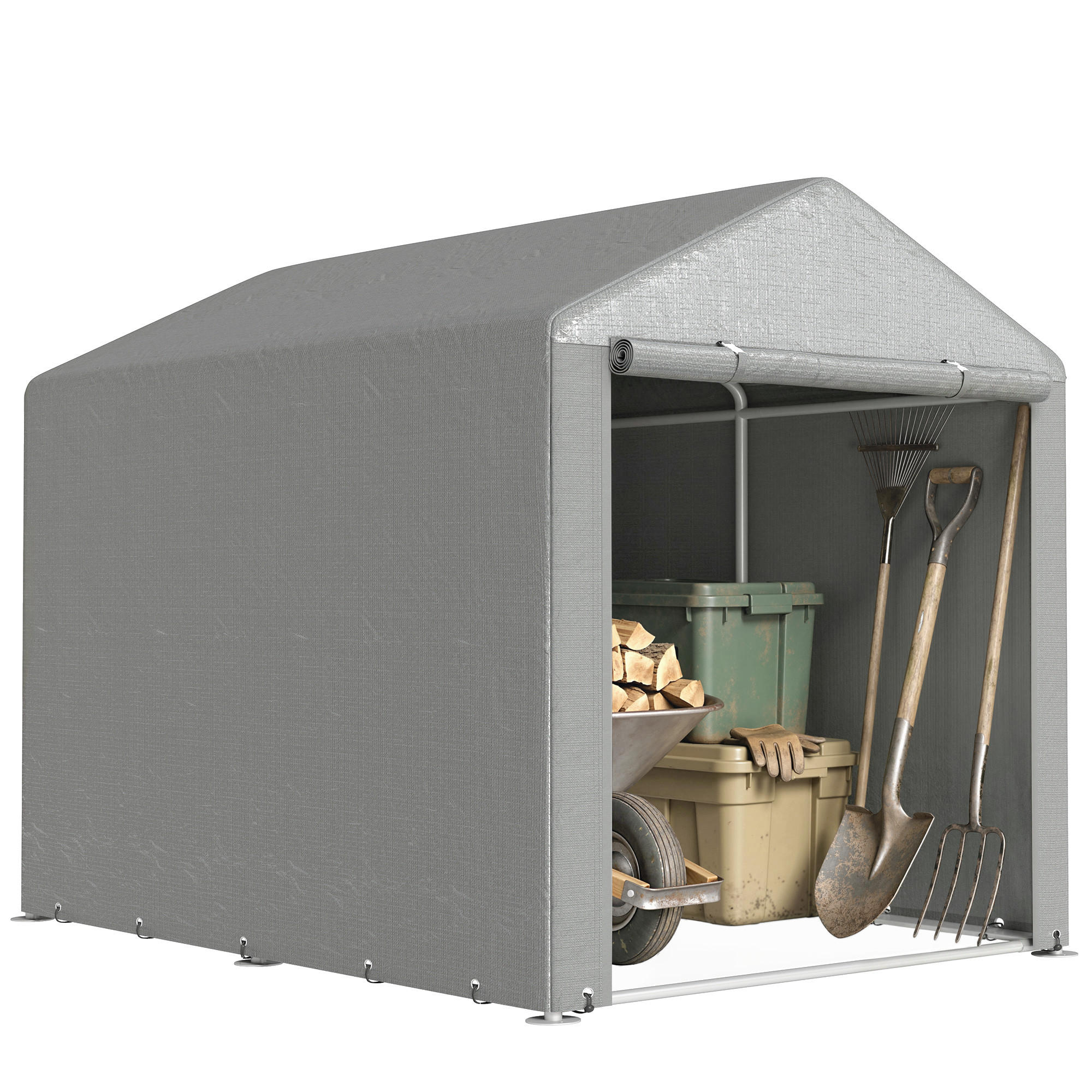CARPORT Grau 1 Stück - Grau, Kunststoff/Metall (160/172/218cm) - GiPP