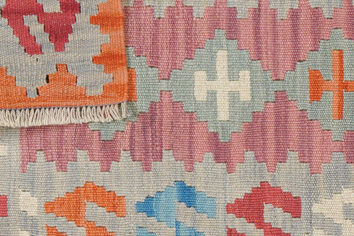 KELIM-LÄUFER handgewebt Gashgai Rosa 191/60 cm Schurwolle - Pink, Textil (60/191cm) - Looma