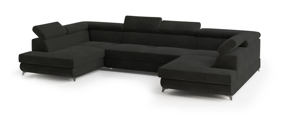 ROHOVÁ SEDAČKA VINTESSA černá - černá, kov/dřevo (323/190cm) - MASSENO