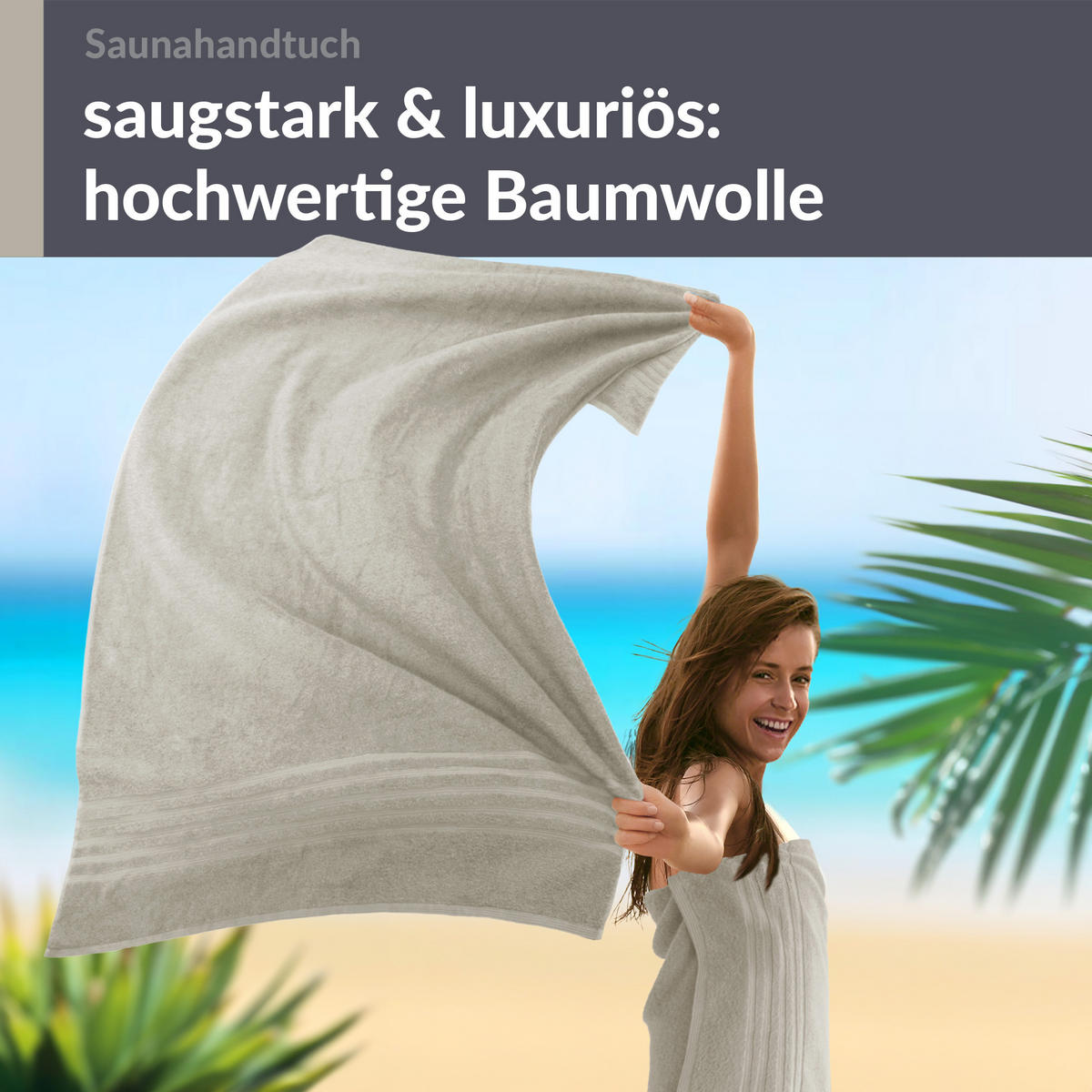 SAUNATUCH 80x200 cm 2er Set London Kiesel Grau - Sandfarben, Textil (80/200cm) - Lashuma