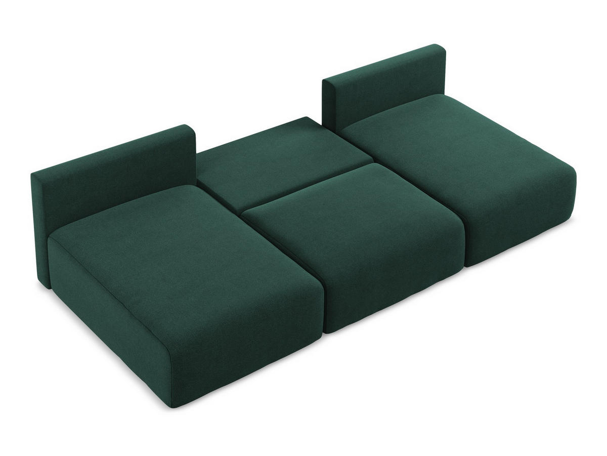 WOHNLANDSCHAFT Strukturstoff Stoff Grün - Dunkelgrün/Schwarz, Kunststoff/Textil (304/79/149cm) - Makamii