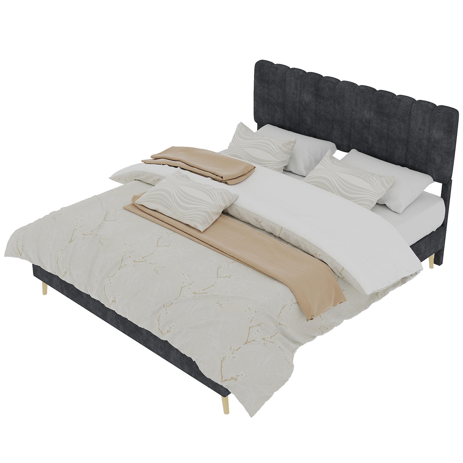 POLSTERBETT 140x200 cm ohne Stauraum grau - Grau, Textil (140/200cm) - LEBENLANG