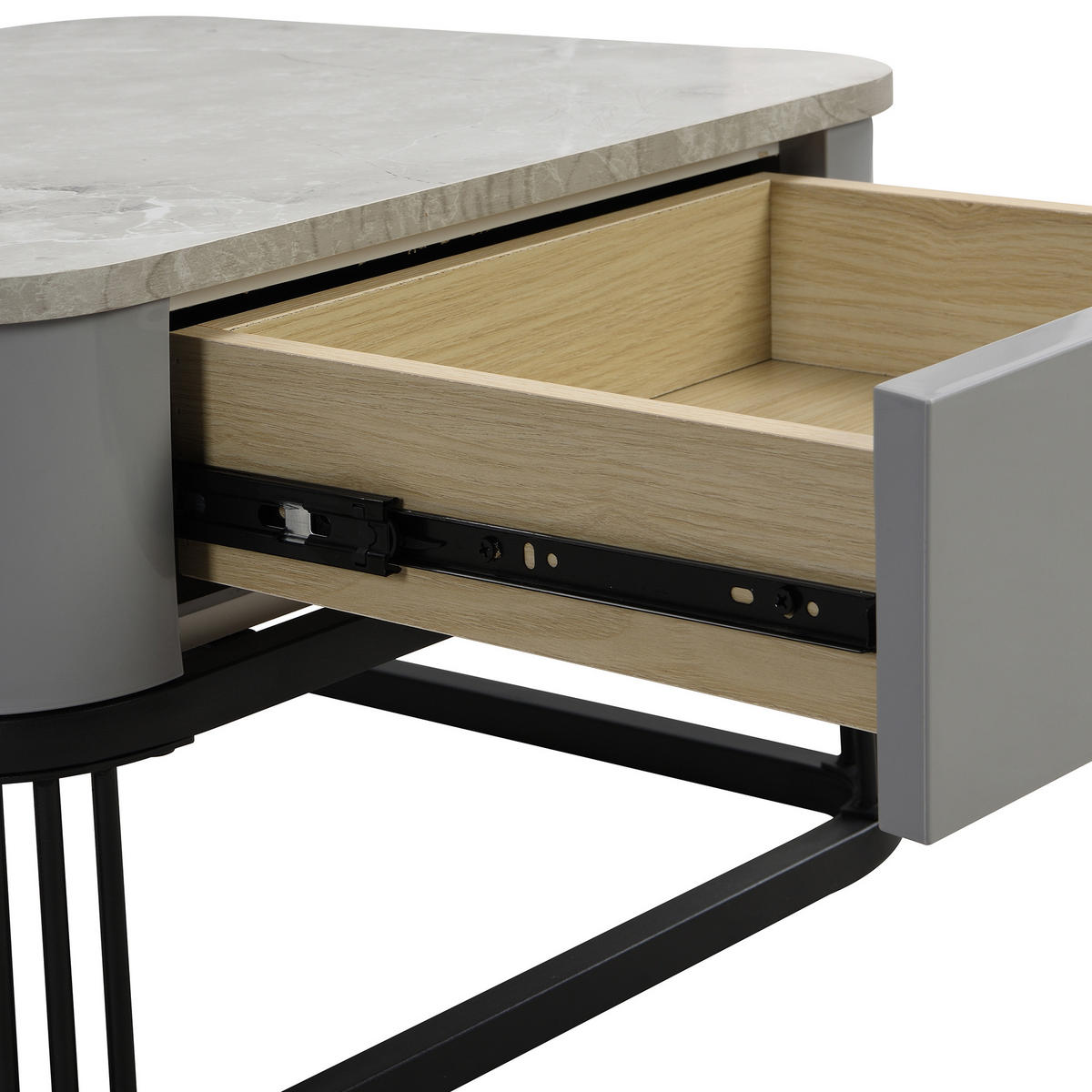 COUCHTISCH-SET in Schwarz mit Schubladen für Wohnzimmer, B60/T60/H45 cm - Schwarz/Grau, Holzwerkstoff (60/60/42cm) - STILVORA