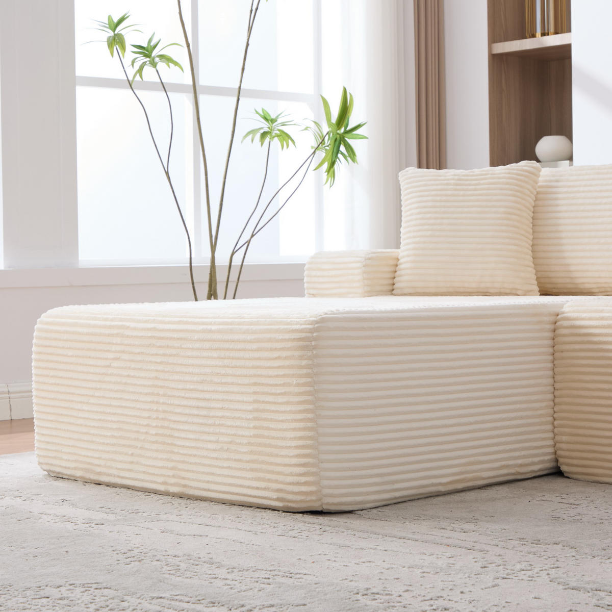ECKSOFA 272/174/74.5 cm Beige mit 30D hochelastischem Schaumstoff und rutschfestem Boden - Beige, Textil (174/74.5/272cm) - Oxeza