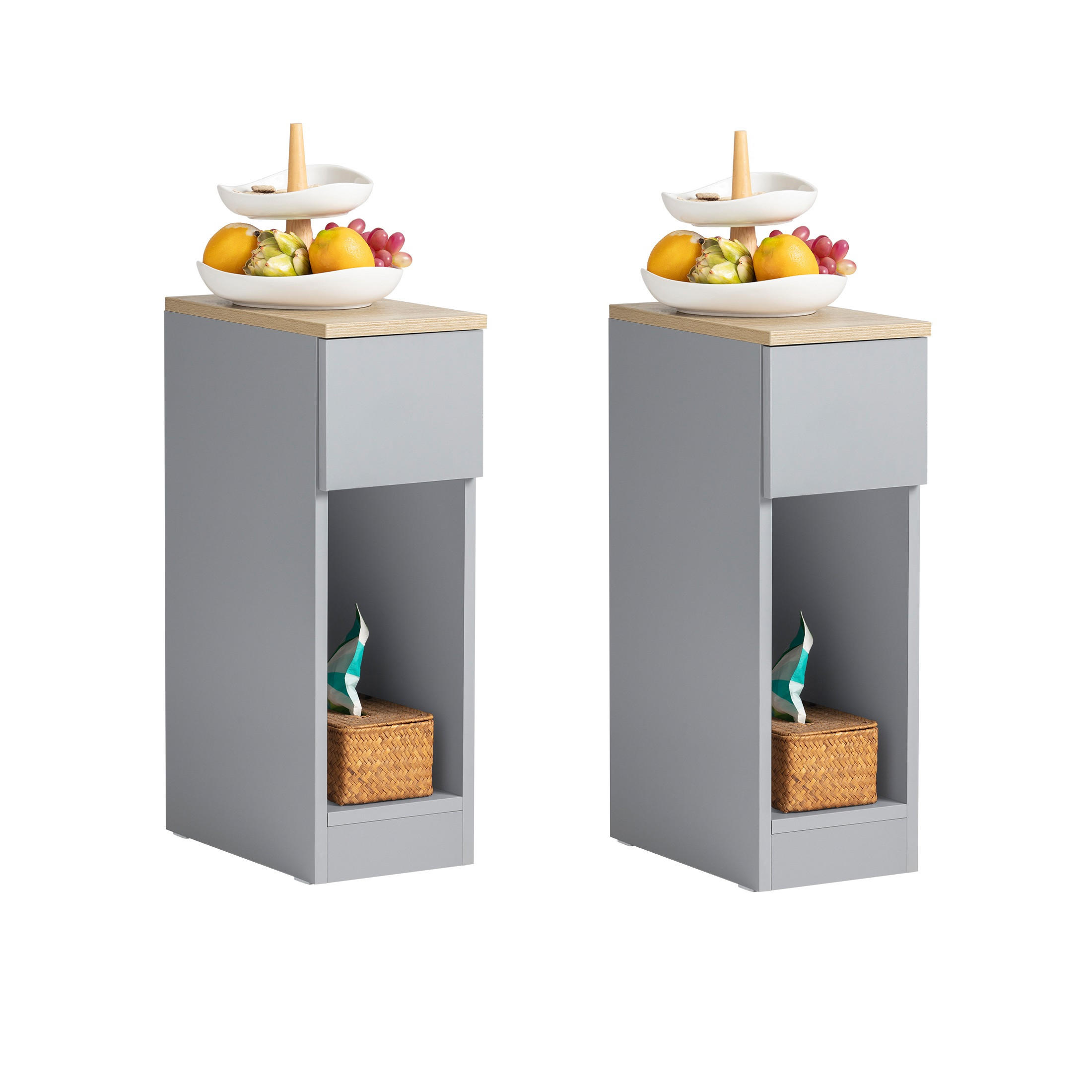 NACHTTISCH 2er Set, Hellgrau, 20x60x35cm - Grau, Holzwerkstoff (20/60/35cm) - SoBuy