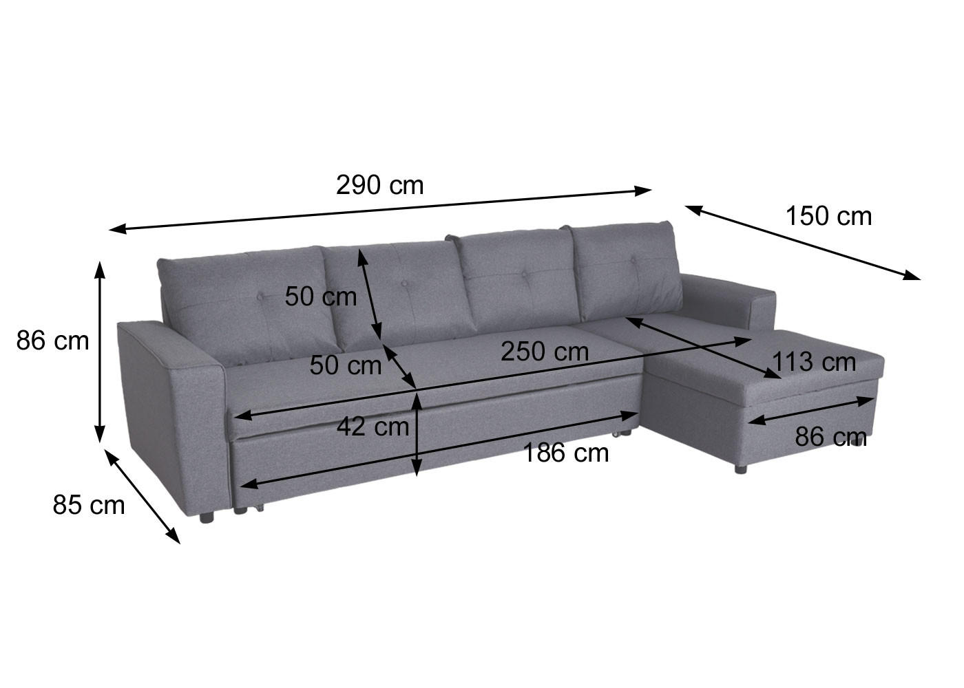 ECKSOFA MIT BETTKASTEN Beige - Beige, Textil (290/150cm) - MCW