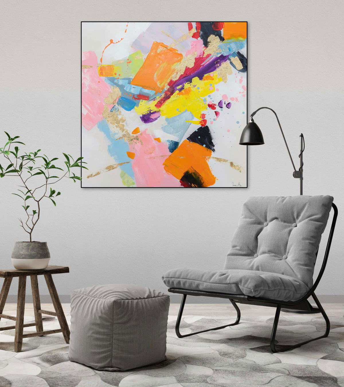 ACRYLBILD HANDGEMALT 80/80 cm - Multicolor, Holz/Textil (80/80cm) - KUNSTLOFT