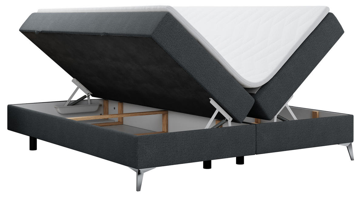 BOXBETT LESS 120/200 Dunkelgrau Struktur - H3 - Dunkelgrau, Holz/Textil (120/200cm) - MKS