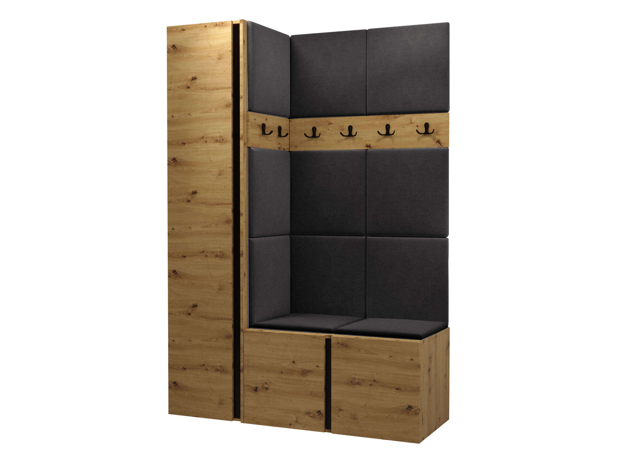 GARDEROBEN-SET Orion IX - Anthrazit/Eiche Artisan, Holzwerkstoff/Kunststoff (124/186/46cm) - MIRJAN24