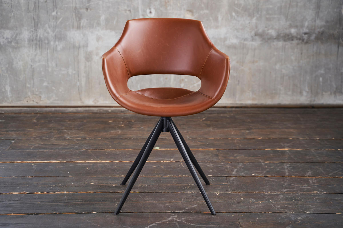 DREHSTUHL ZAJA Braun Kunstleder - Dunkelbraun/Braun, Leder (57/85/59cm) - KAWOLA