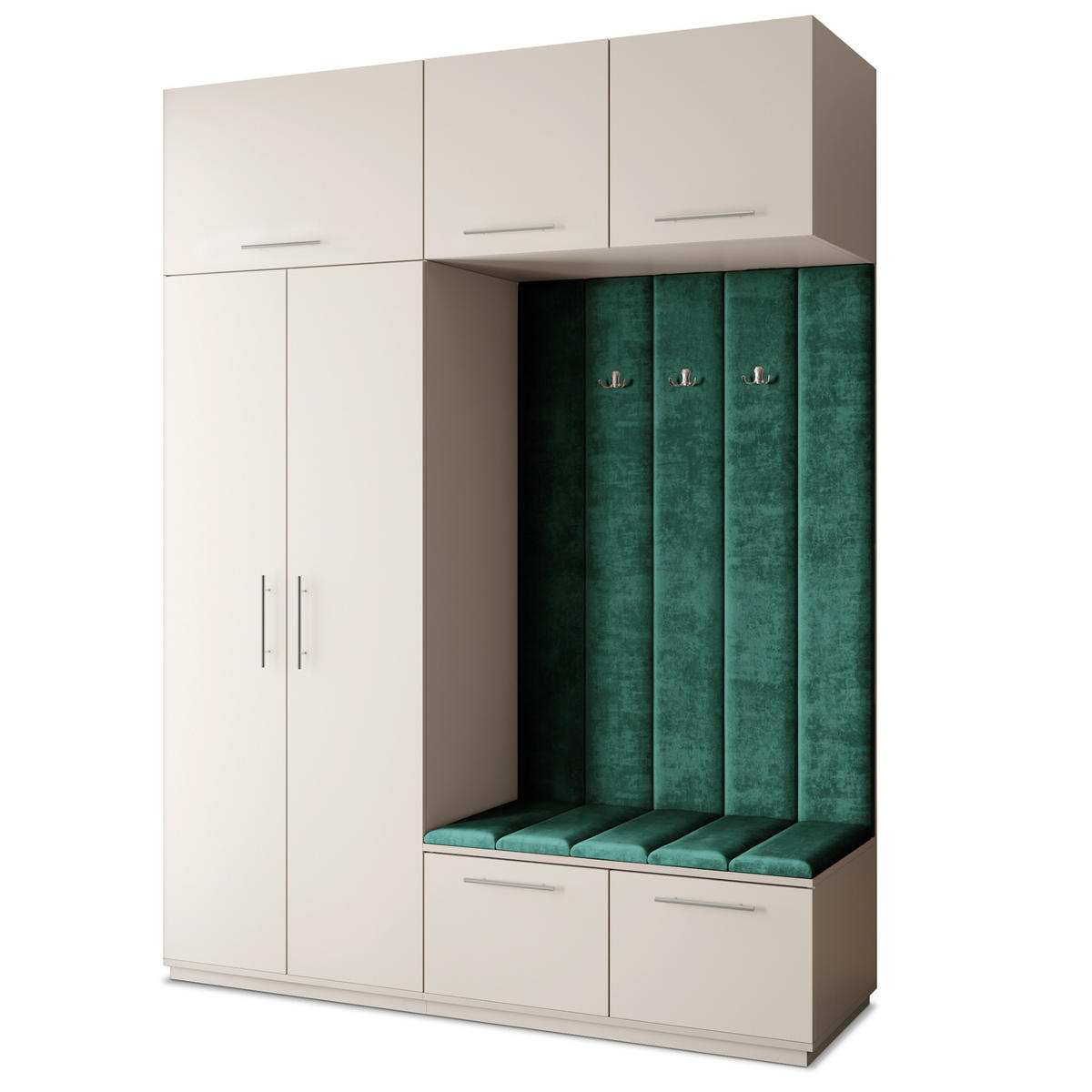 GARDEROBENSCHRANK REMA 180/240/60 cm Modern Garderobe-Set Kaschmir - Kaschmir/Grün, Holzwerkstoff (180/240/60cm) - MASSENO