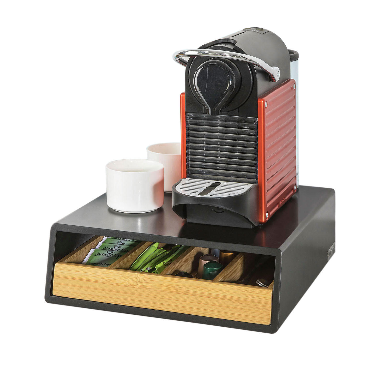 KAFFEE-KAPSELSPENDER Schwarz - Naturfarben, Holzwerkstoff (30/10/31cm) - SoBuy