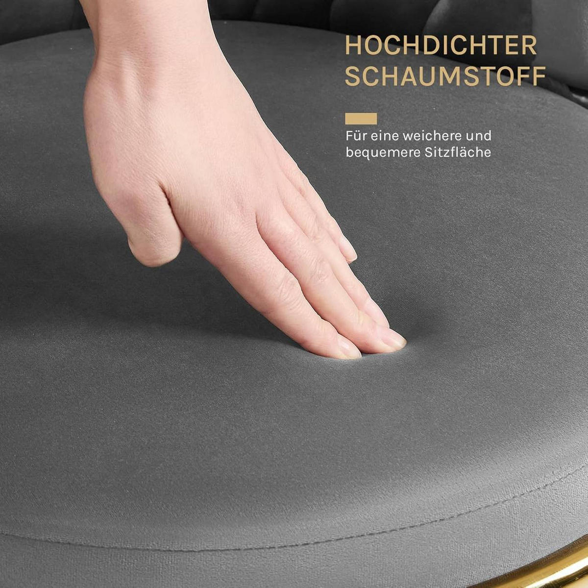 ESSZIMMERSTUHL 2er Set, drehbar, Samt, Dunkelgrau - Dunkelgrau/Goldfarben, Textil/Metall (60.5/78/59.5cm) - Woltu