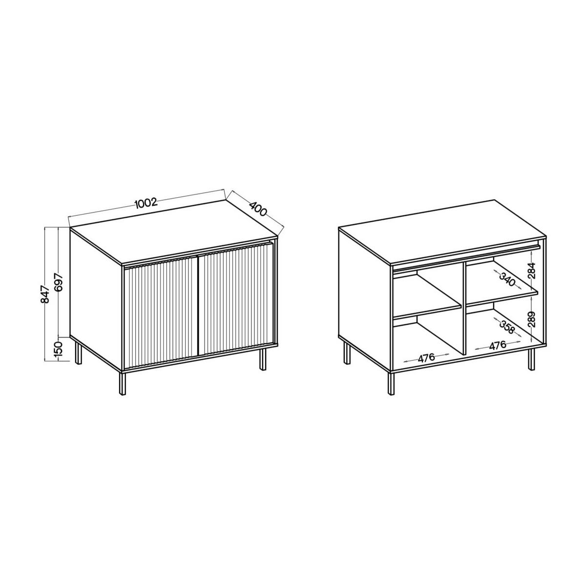 KOMMODE OSTIA 100/85/40 cm mit 2 Türen Goldfarben - Goldfarben, Holzwerkstoff (100/85/40cm) - MASSENO