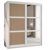 SCHWEBETÜRENSCHRANK 200/150/62 2-türig - Silberfarben/Weiß, Holz/Kunststoff (150/200/62cm) - MÖBEL KRYSPOL