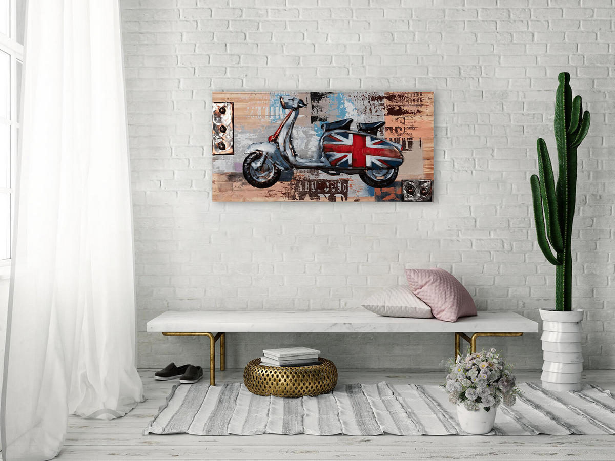 WANDBILD Beige 100/50 cm - Beige, Holz/Metall (3.5/50cm) - KUNSTLOFT