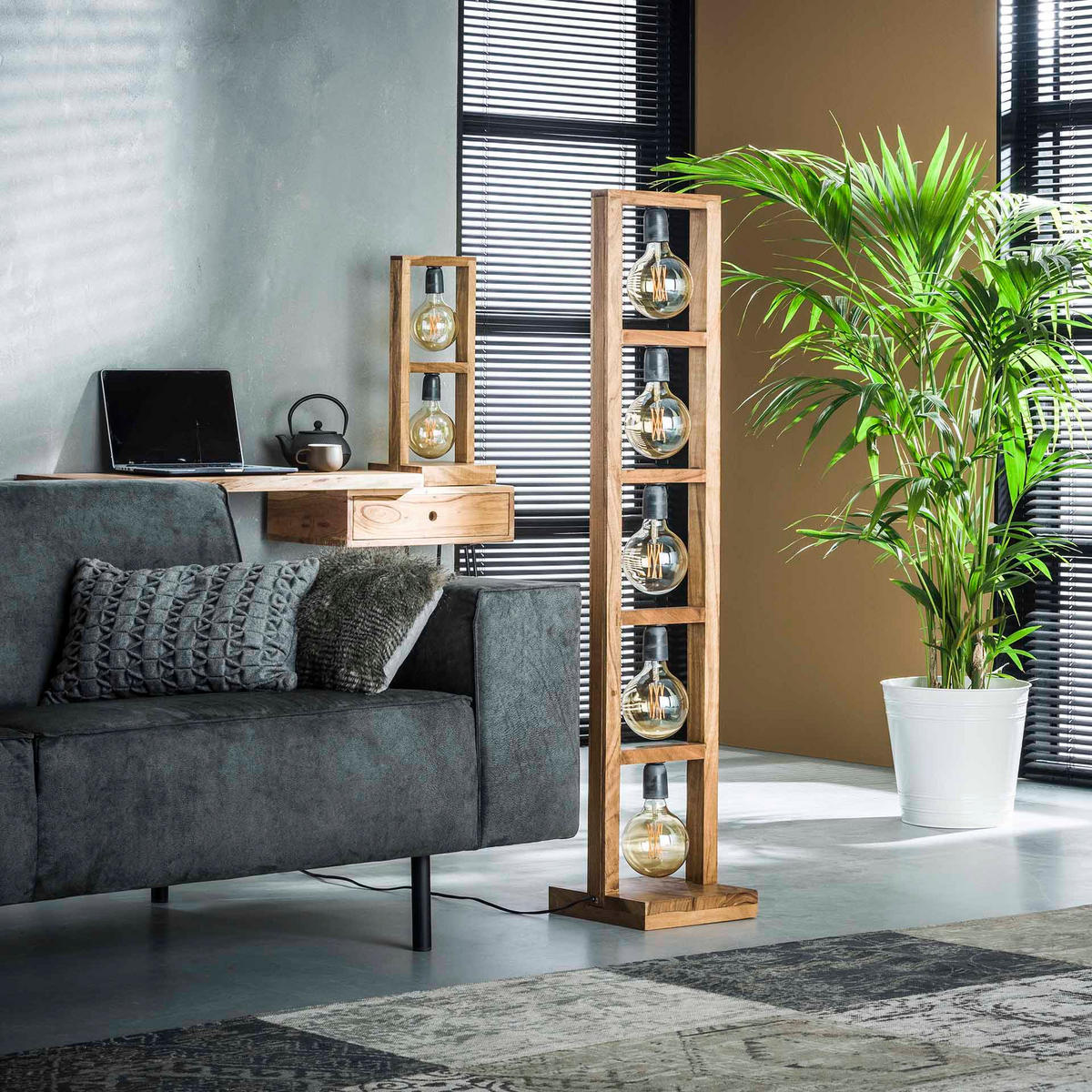 STEHLEUCHTE Modulo Beige 28/28/ 135 cm - Beige, Holz (28/28/135cm) - Hoyz Collection