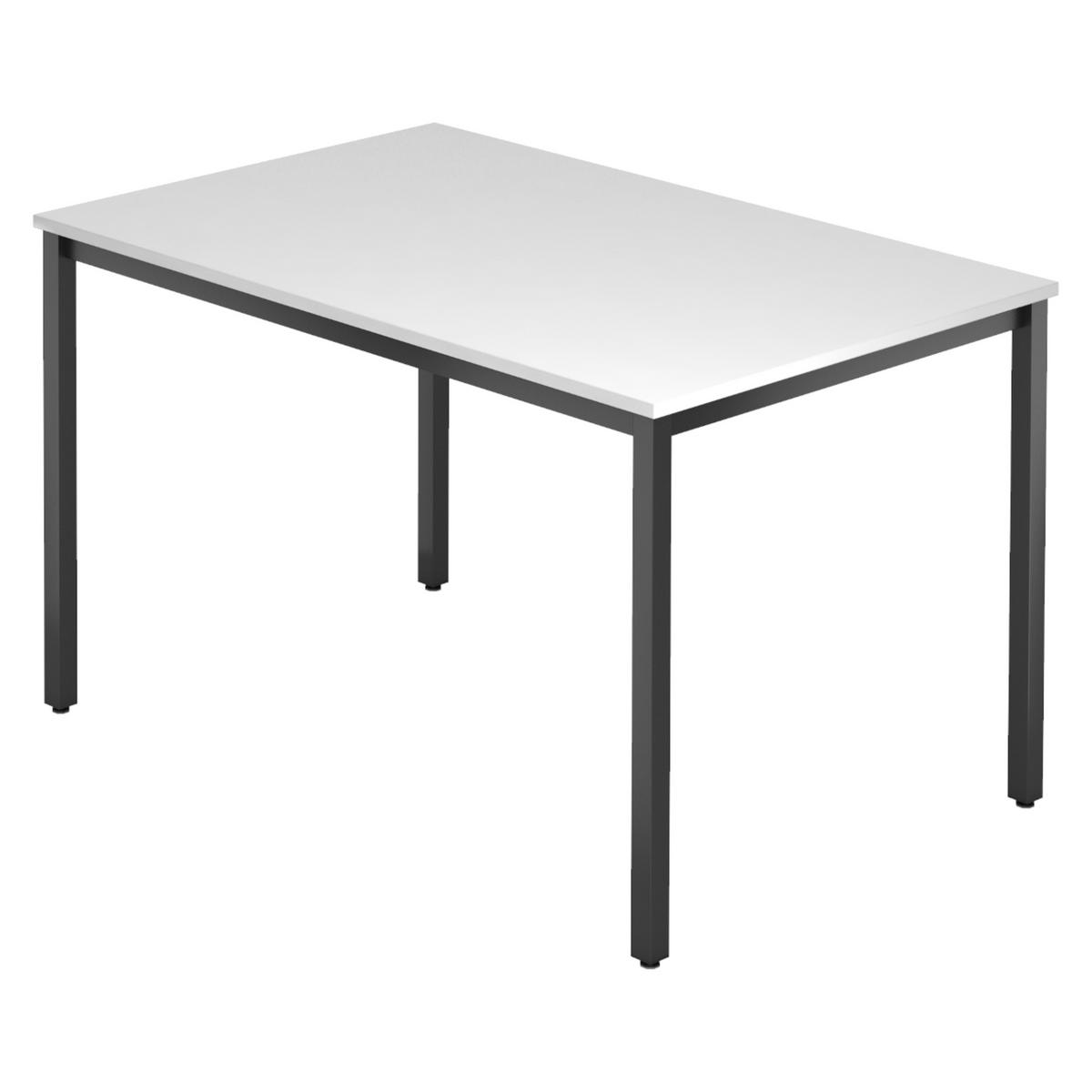 BESPRECHUNGSTISCH Serie-D 80/120/72 cm in Weiß/Vierkantrohr schwarz - Schwarz/Weiß, Holzwerkstoff (80/120/72cm) - bümö