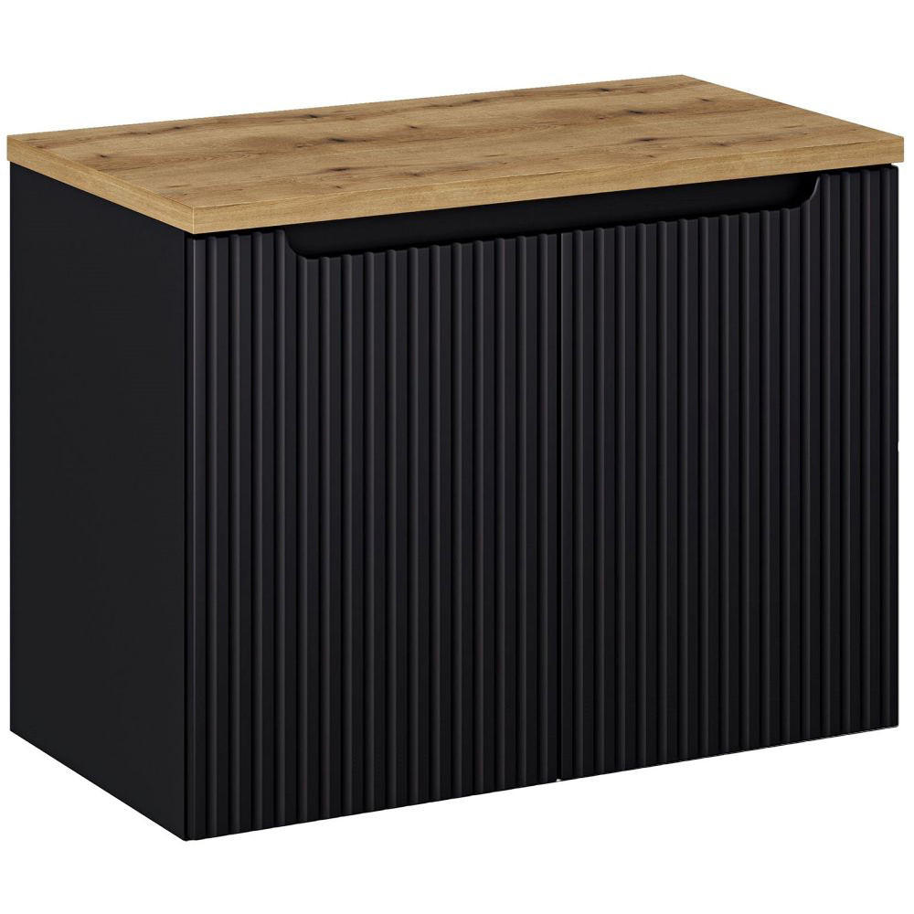 WASCHBECKENSCHRANK Newport-56 - Schwarz, Holzwerkstoff (80/60/40cm) - Lomado
