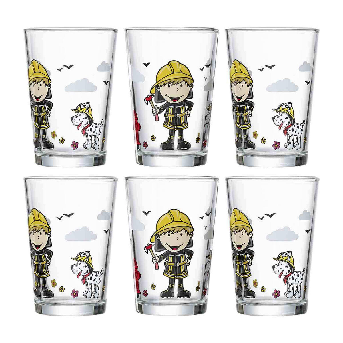 KINDERGLÄSER Feuerwehrmann Bernie bunt 205 ml 6er Set - Multicolor, Glas (0.205L) - Ritzenhoff Breker