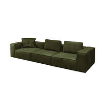 SOFA CARMO Grün Leder - Schwarz/Olivgrün, Leder/Kunststoff (366/68/118cm) - KAWOLA