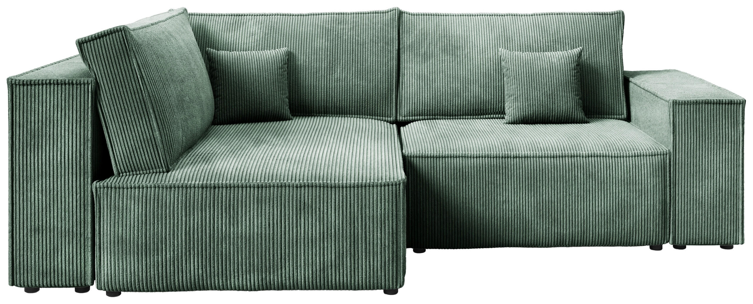 ECKSOFA Pedro Duo mit Schlaffunktion Grün Cord - Grün, Textil (246/153cm) - Bromarkt