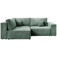 ECKSOFA Pedro Duo mit Schlaffunktion Grün Cord - Grün, Textil (246/153cm) - Bromarkt