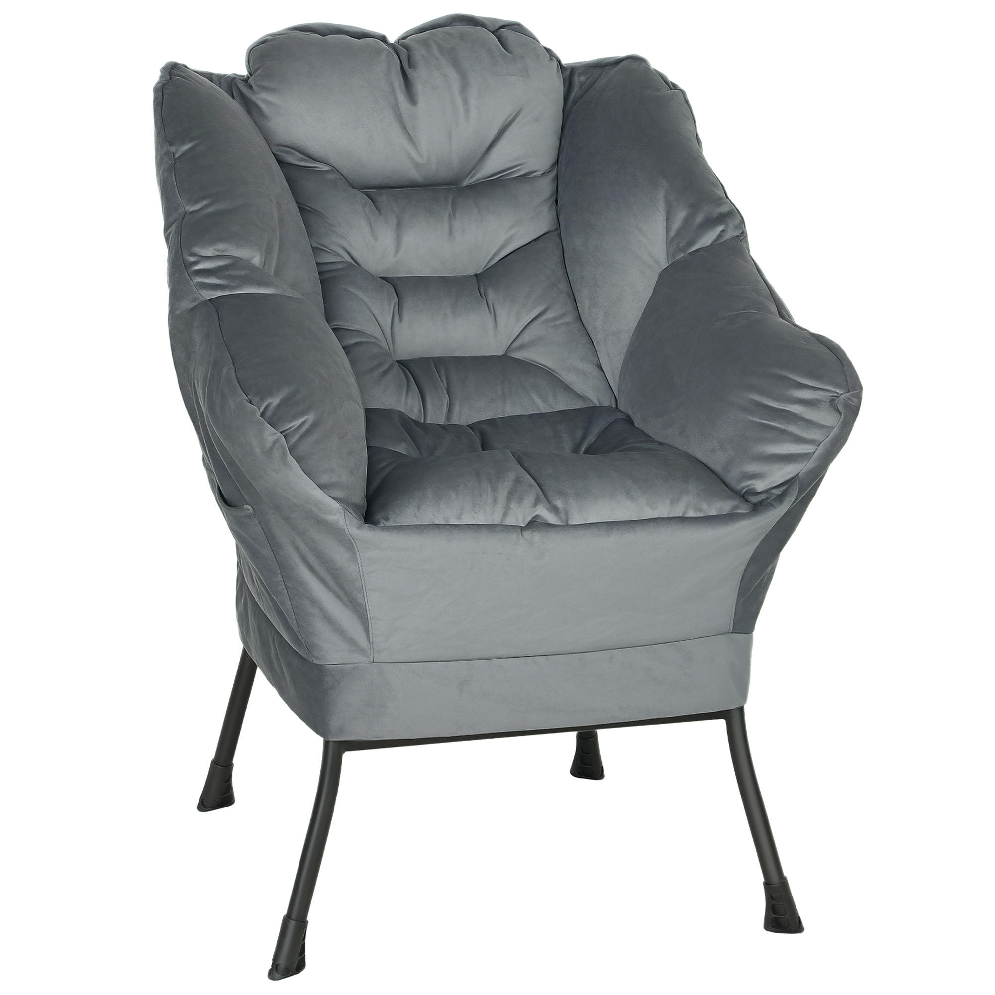 SESSEL mit Seitentasche, Grau - Grau, Textil (80/100/78cm) - HOMCOM
