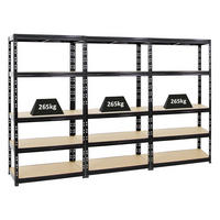 SCHWERLASTREGAL Tiger 3er-Set mit 3x 180x90x45 cm Fachlast 265 kg Schwarz - Schwarz, Metall (270/180/45cm) - PROREGAL