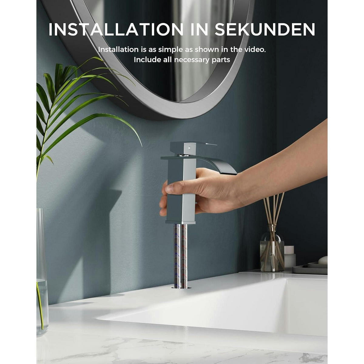 WASCHTISCHARMATUR Wasserfall Chrom 110 mm Auslaufhöhe - Silberfarben, Metall (12.7/7.5/17.8cm)