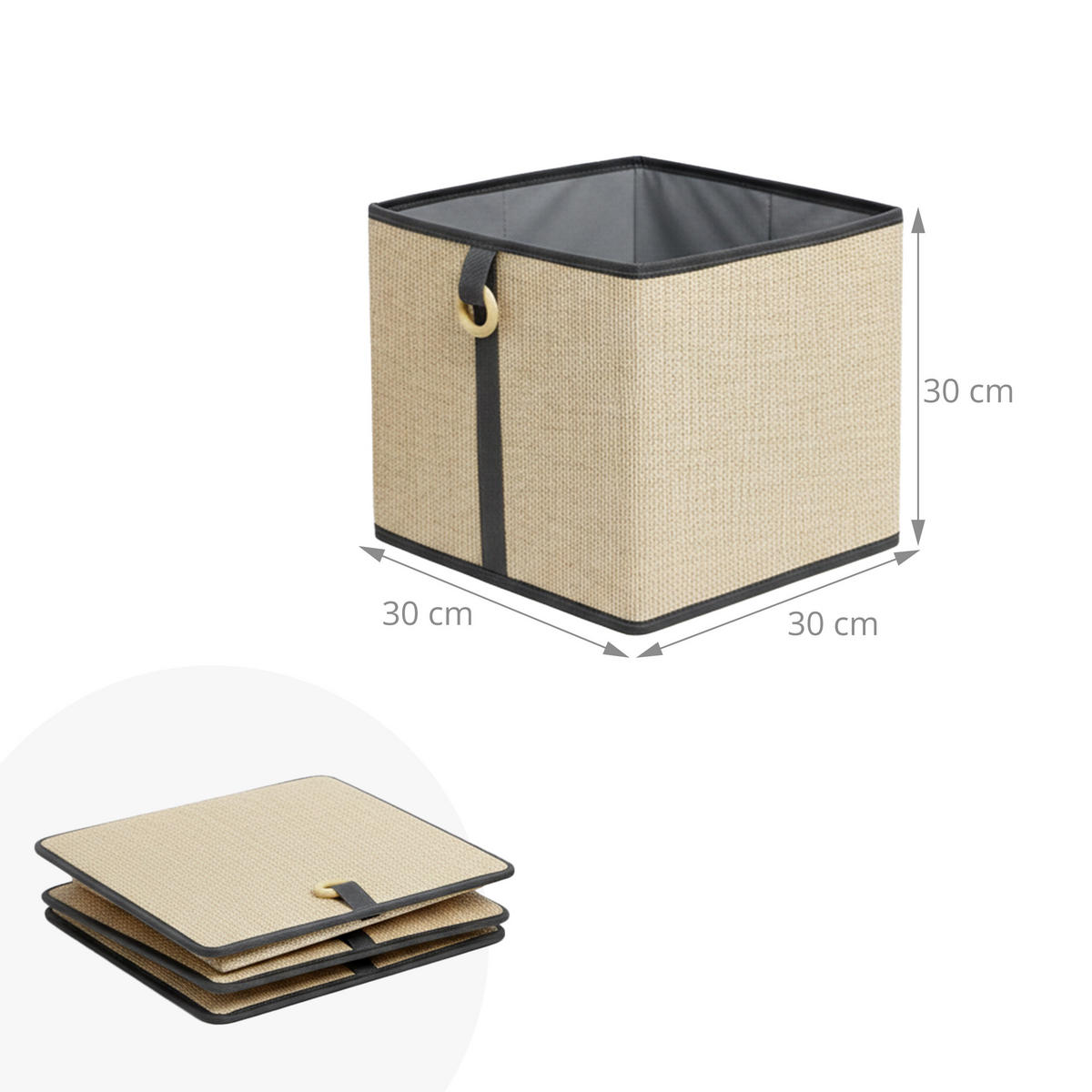 SADA košů - světle hnědá, dřevo/textil (30/30/30cm) - Relaxdays