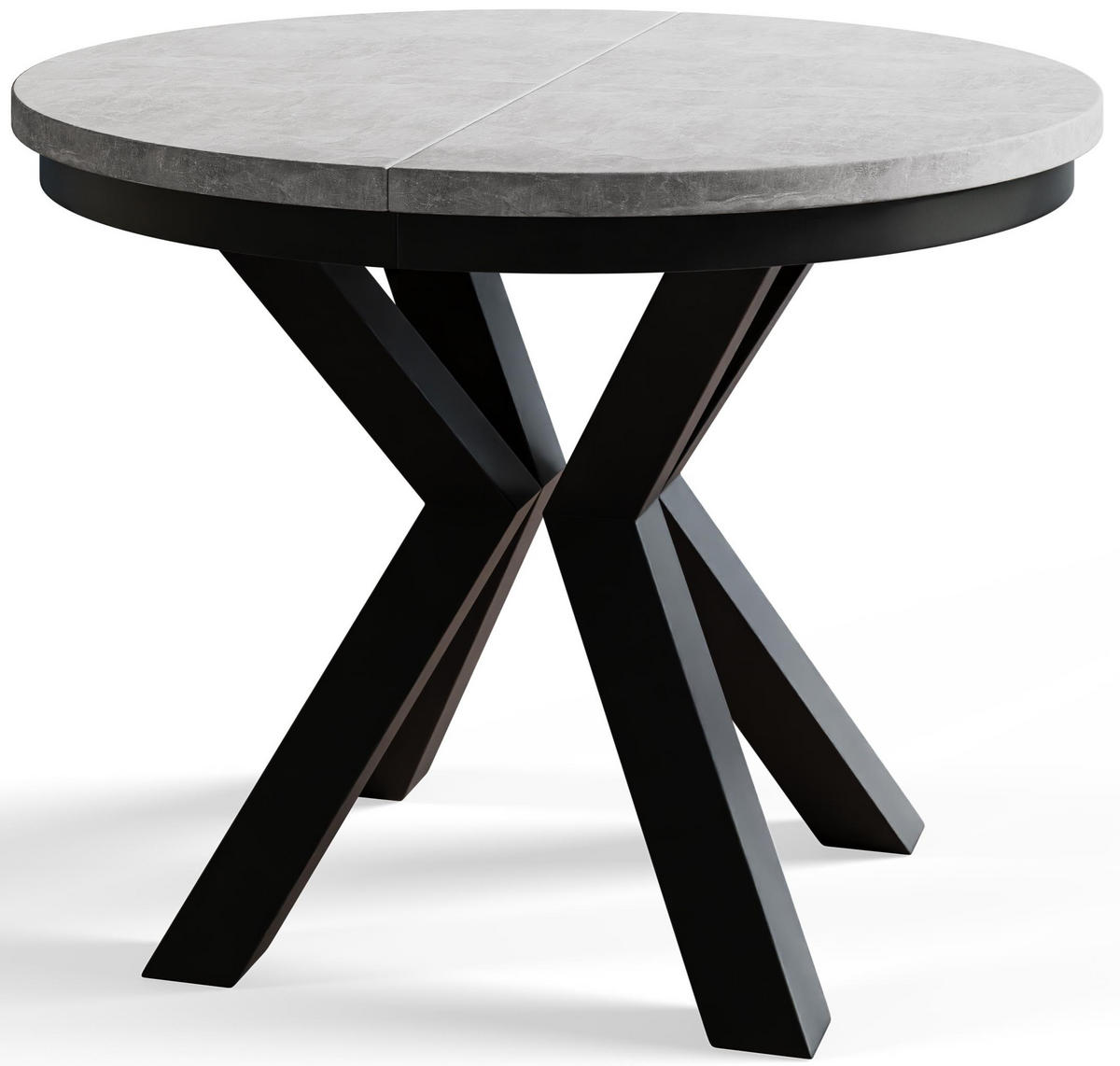 ESSZIMMERTISCH LOFT, ausziehbarer Tisch 100 cm/180 cm, Farbe: Grau, mit Metallbeinen in Farbe Schwarz - Schwarz/Grau, Holzwerkstoff (100/100/76cm) - Alpi-Möbel