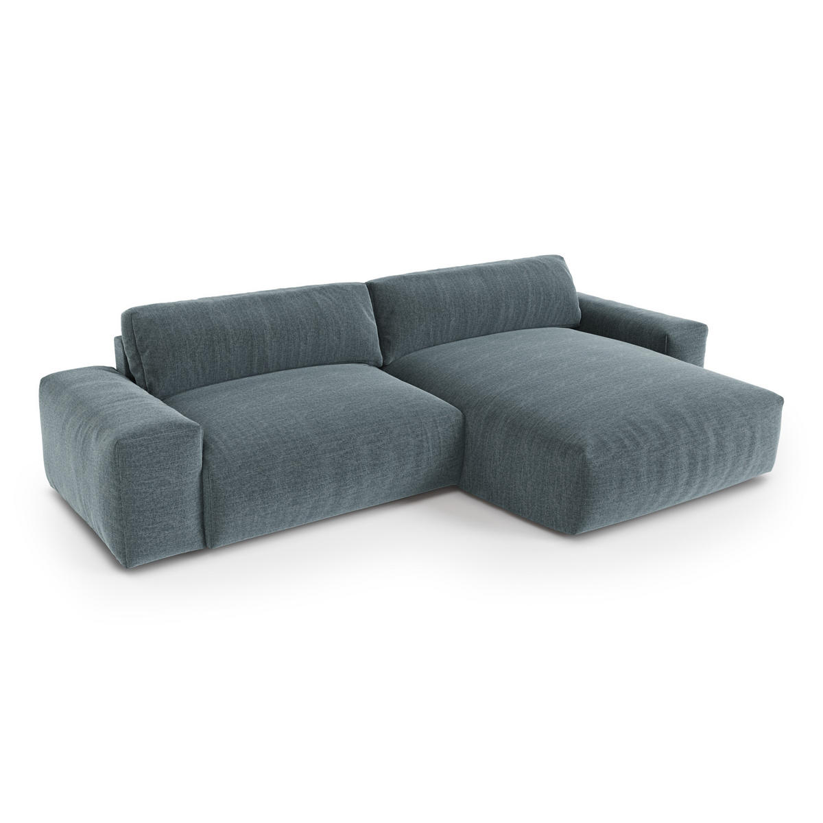 ECKSOFA RECHTS Rastergewebe mit weichem Griff Jeansblau 310cm - Blaugrau, Textil (310/174cm) - Sia Home