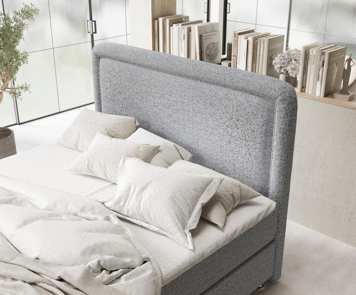 BOXSPRINGBETT Salvi Grau 160/200 cm mit Latex-Topper - Silberfarben/Grau, Holz/Holzwerkstoff (160/200cm) - Maison de Reve