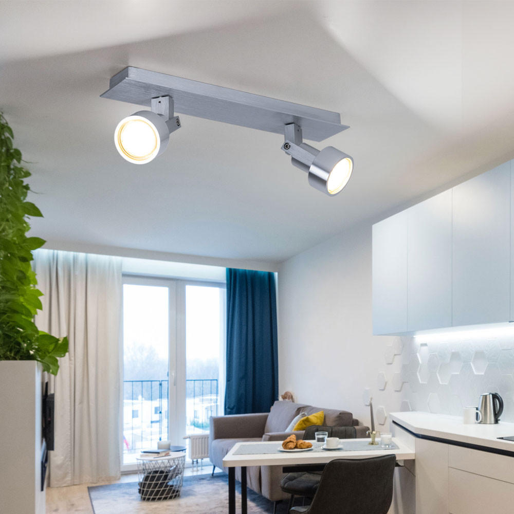 LED DECKENLEUCHTE Chrom Silber - Silberfarben, Metall (34/7/14cm) - Globo Lighting