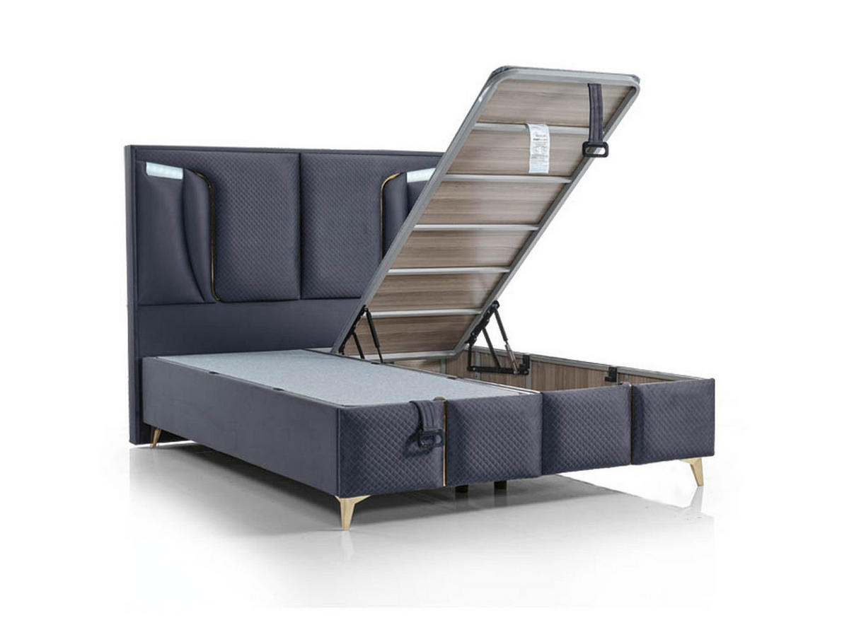 POLSTERBETTSET Elegance 150x200 Anthrazit - Anthrazit, Textil/Metall (150/200cm) - Villa Möbel