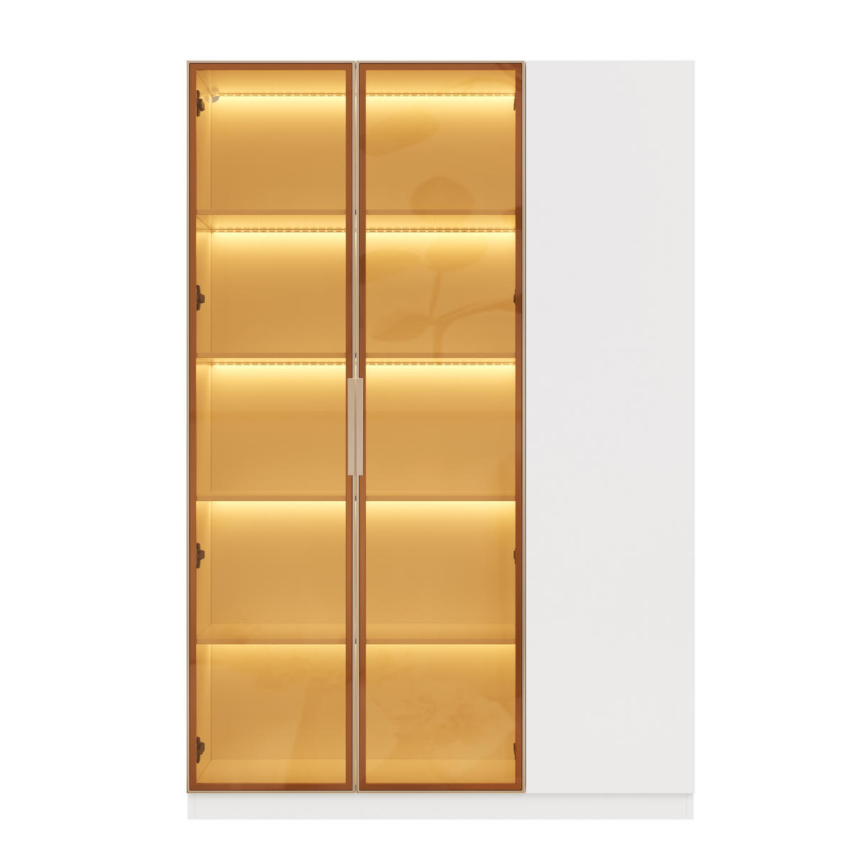 VITRINE 165cm Weiß Glas LED 3 Türen verstellbar modern - Weiß, Holzwerkstoff (110/165/35cm) - FLIEKS