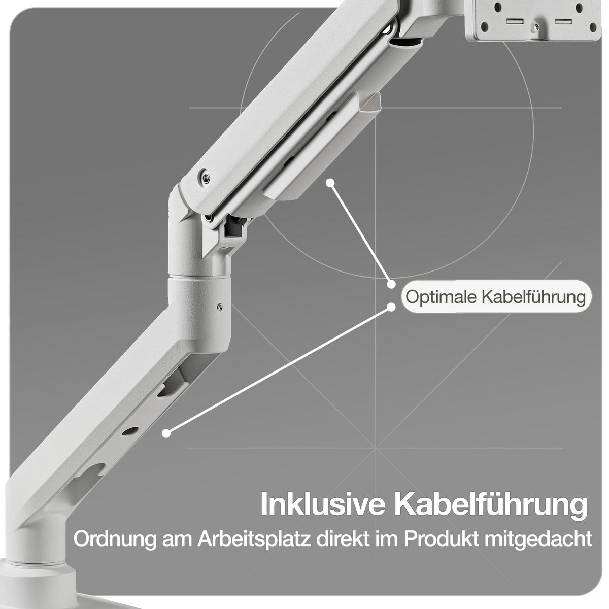 MONITORARM Doppel-Monitorarm in weiß mit Gasfeder für 2 Monitore 17–35 Zoll bis je 20kg / Signalweiß - Weiß, Metall (25/50/13cm) - ASSMANN