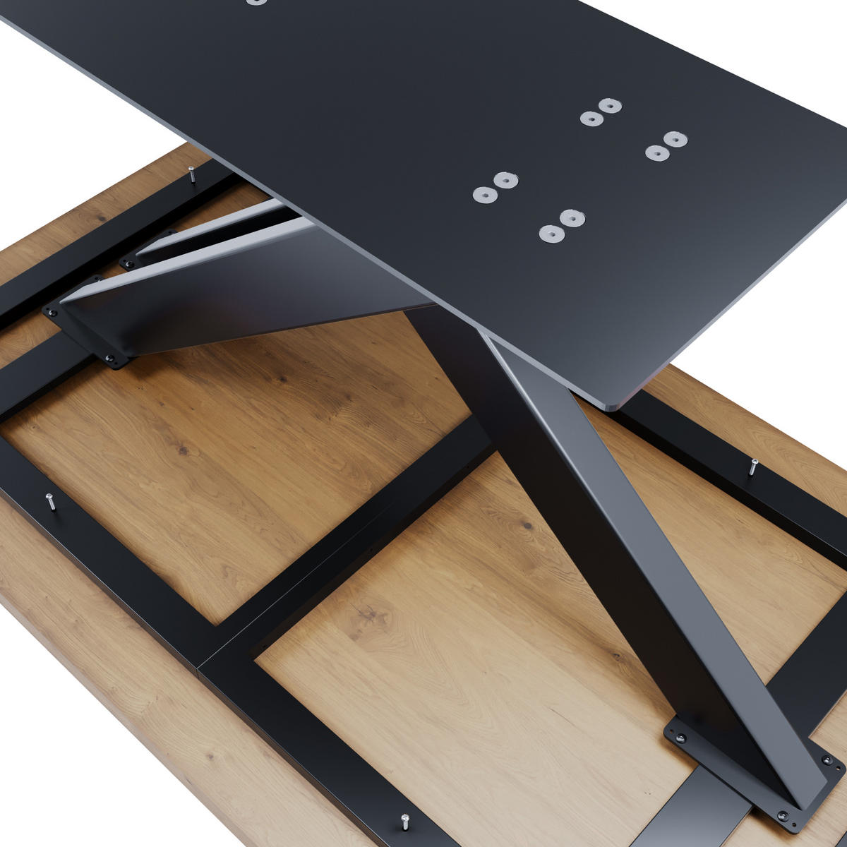 TISCHBEINE Zaniah Frame Metall Schwarz 160/80/74cm - Schwarz, Metall (80/72/160cm) - Metalo Pro