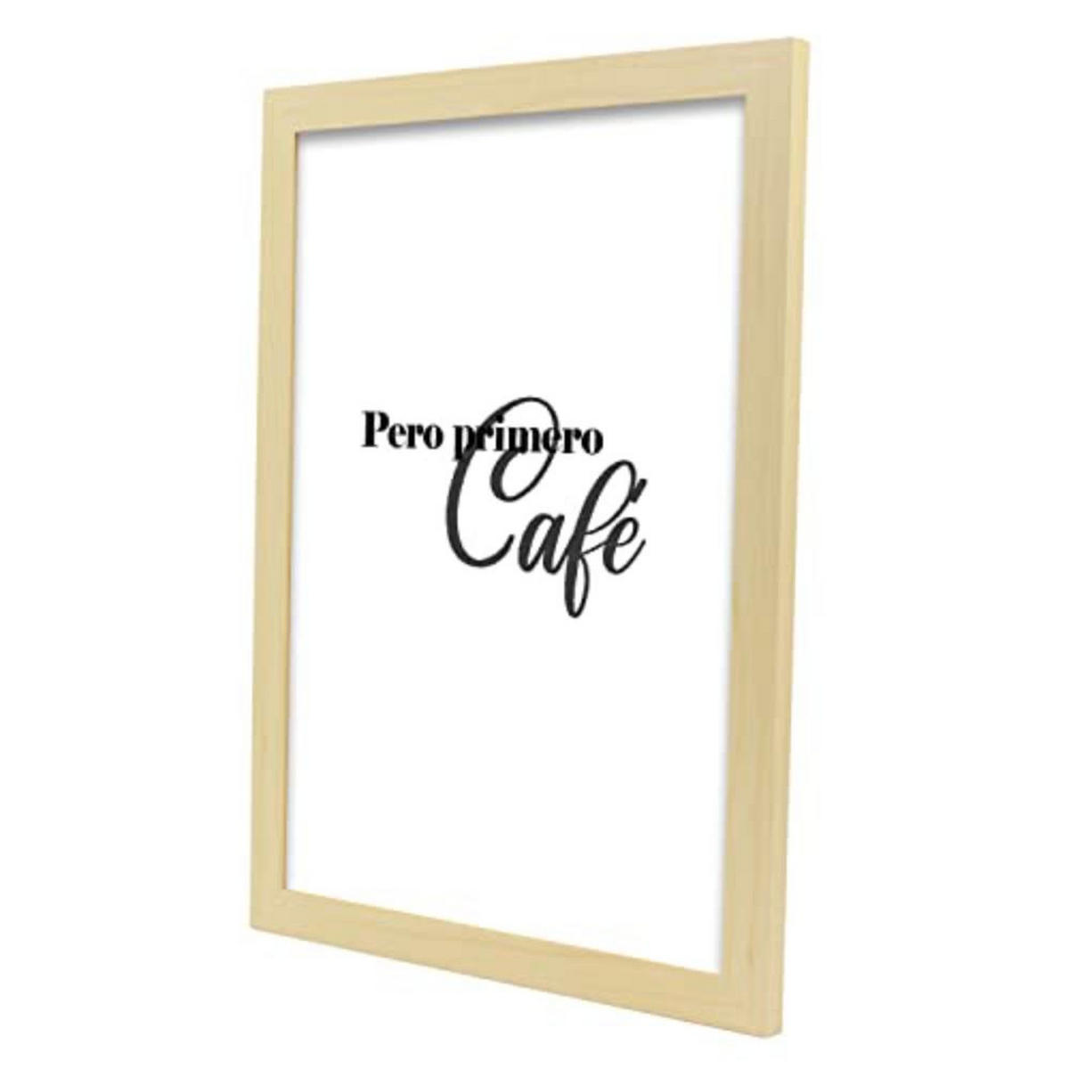 POSTER Set mit 4 Kaffee TypografieStil A3 Rahmen aus hellem Holz - Beige, Papier (29.7/3cm) - Nacnic