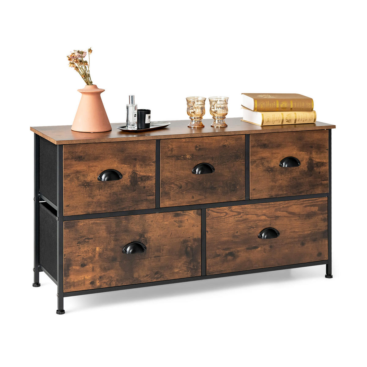 AUFBEWAHRUNGSSCHRANK Kommode Braun - Braun, Holz (30/54/100cm) - COSTWAY